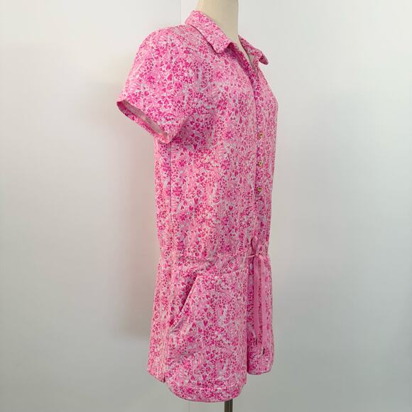 Lilly Pulitzer Jorgie Romper Short-Sleeve Pink Shandy Invest A Gator Floral | XS - Picture 4 of 12